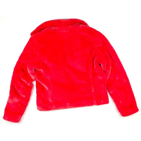 Rebecca Minkoff red faux fur bomber jacket size S - Picture 2 of 4